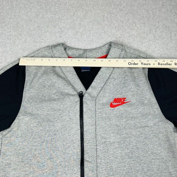 Nike AV-15 Jersey Mens L Gray Full Zip V-Neck Fleece Baseball Style Y2K Sporty - Picture 5 of 15